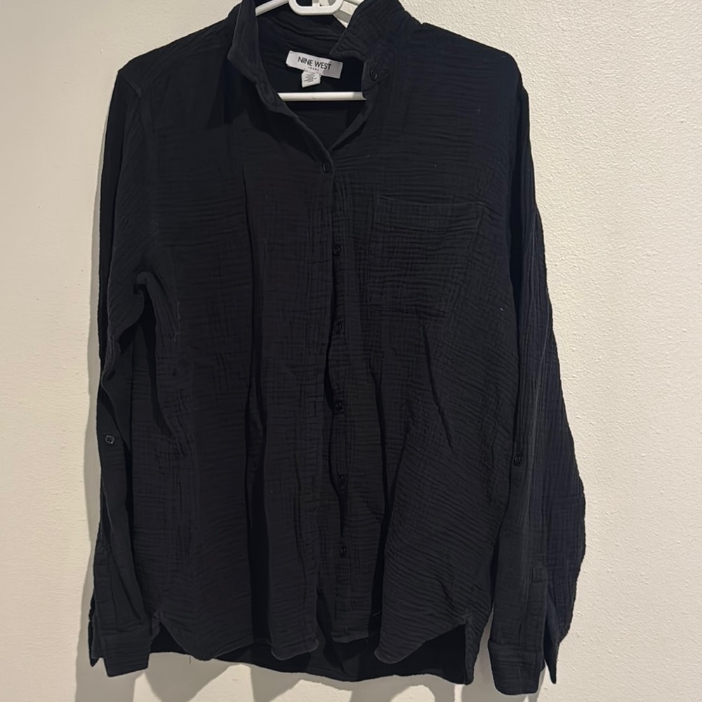 Nine West Black Casual Button Down Shirt